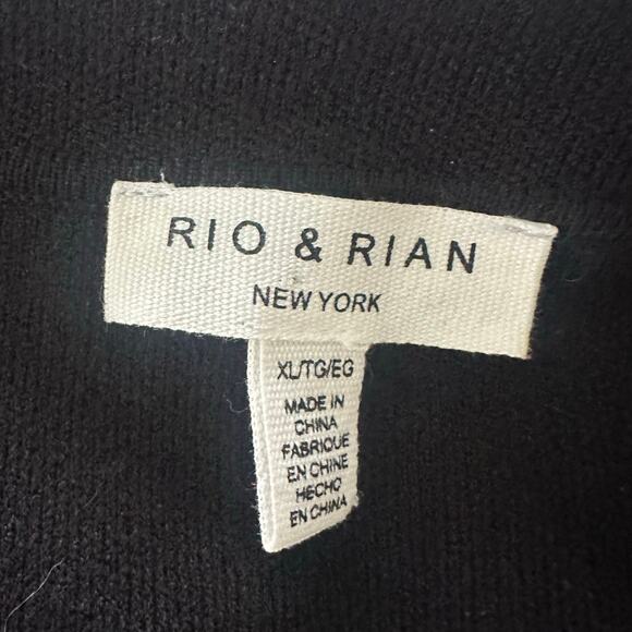 RIO & RIAN Jacket Womens XL Black White Trim Boxy Sweater Knit Preppy Classic - Picture 6 of 9